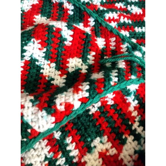 Handmade Christmas Tree Skirt Medium Table Cover Set Crochet Vintage Holiday - Picture 6 of 13